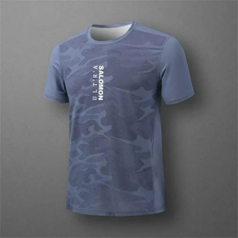 summer breathable and comfortable round neck T-shirt with letter printed pattern for outdoor running, casual and dry top