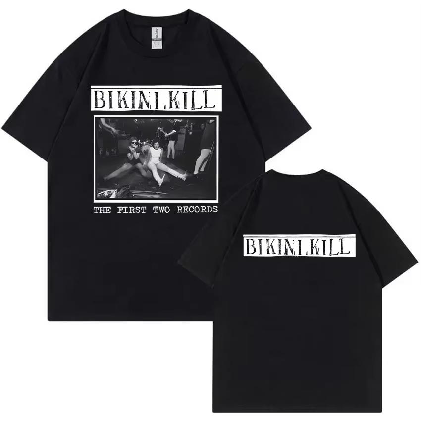 Bikini Kill Первые две записи Альбом Принт Футболка Феминистка Riot Grrrl Кэтлин Ханна Футболки Мужские Рок Панк Оверсайз Футболка