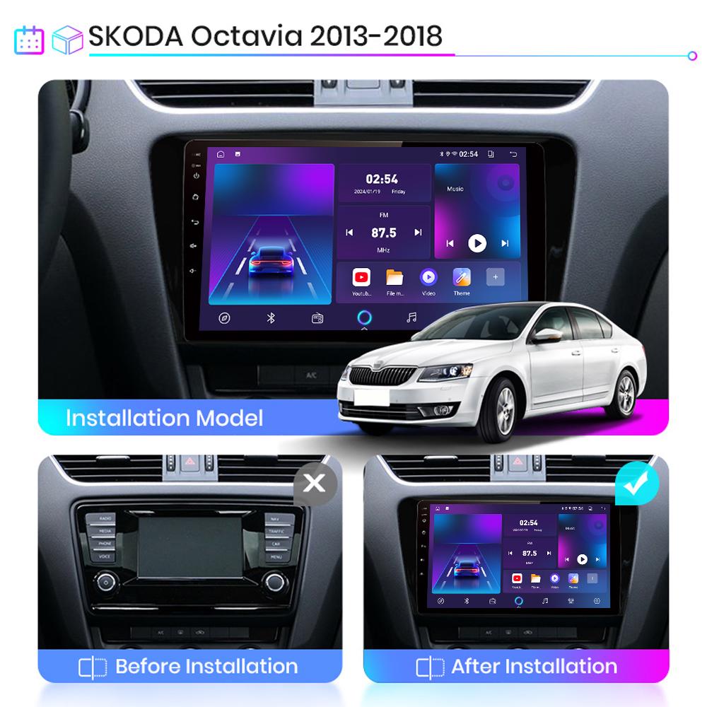 Android Carplay автомобильное радио для Skoda Octavia 2014-2020 мультимедийный проигрыватель головное устройство стерео GPS навигация BT WIFI 4+64 ГБ