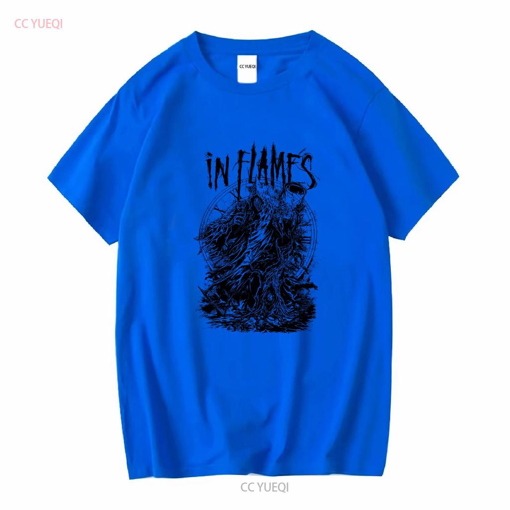 In Flames Ghoul в плаще Футболка Винтажная Стиранная Повседневная Эластичная Уличная Одежда Мужская Мягкая Дизайнерская Одежда Стильная Унисекс