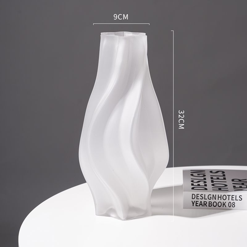 Nordic creative tornado shaped frosted high-end vase glass flower arrangement living room dining table art decoration ins