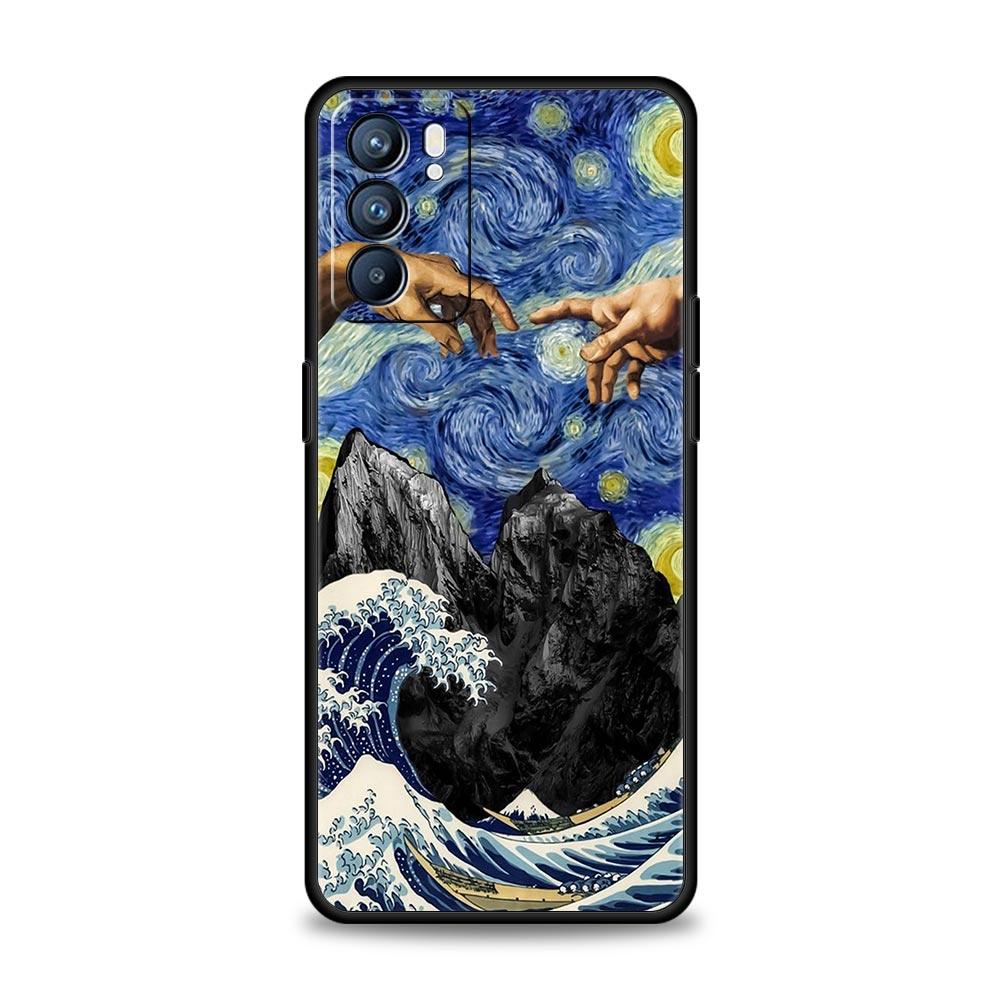 Чехол для телефона Oppo Find X6 X5 A54 A53 A52 A9 A15 A95 A17 A16 A76 A74 A57 Reno7 Reno6 Pro Plus 5G с рисунком 'Мона Лиза Ван Гог' Маслом