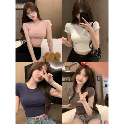 Футболка Pure для женщин, Sweet Hot Girls, короткая тонкая сексуальная базовая рубашка, летний тонкий топ с короткими рукавами