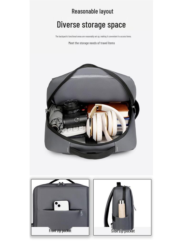 16-дюймовый водонепроницаемый кожаный деловой и туристический рюкзак - Многофункциональный, большая вместимость для игровых ноутбуков