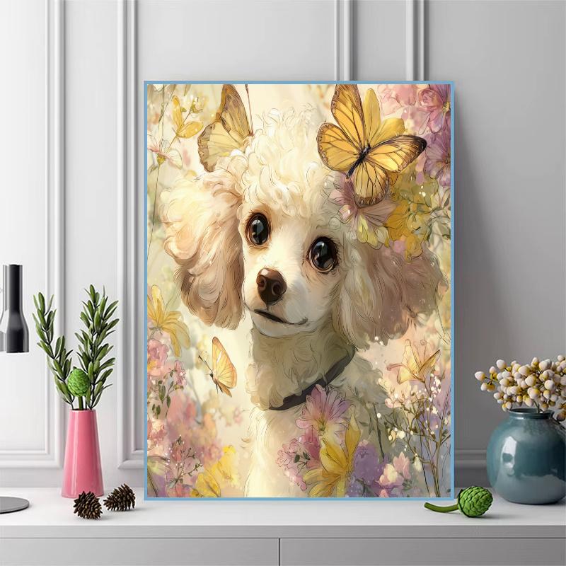 Beautiful Poodle Pattern 3pcs 100% Round Full Drill 5D DIY Diamond Painting Embroidery Cross Stitch Rhinestone Décor