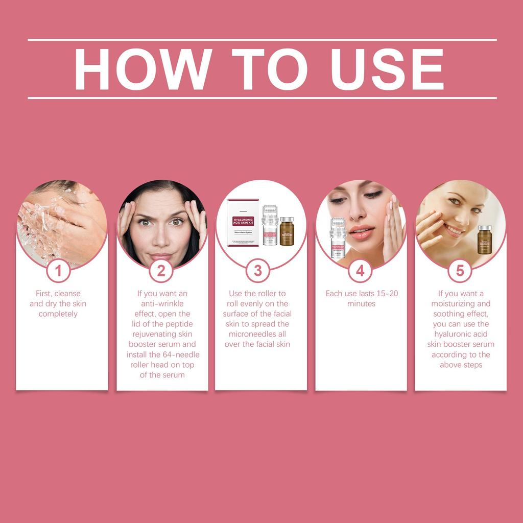Система микроинфузии для лица Гиалуроновая сыворотка Набор для лица с роликовым аппликатором Набор усилителей 10 мл*2