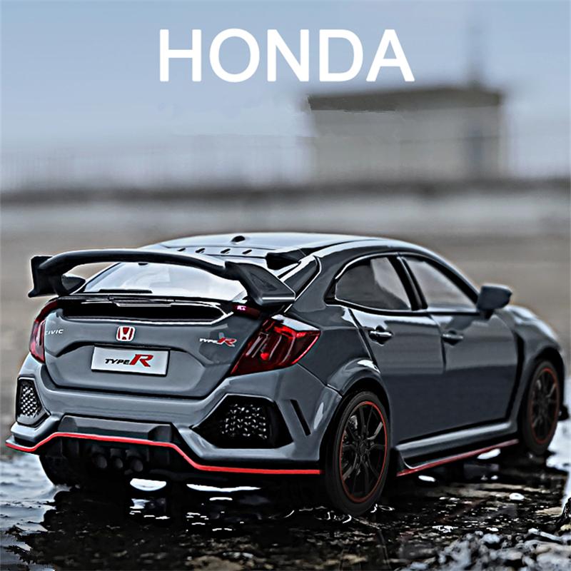 FIQ1 1:32 HONDA CIVIC TYPE-R Металлическая модель автомобиля Литье под давлением и игрушечные транспортные средства Металлическая модель спортивного автомобиля Звук и свет Коллекция Подарок для детей