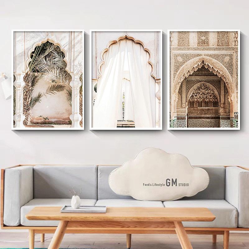 Modern Posters Canvas Painting Moroccan Mosque Building Arch Door Wall Art Print Picture Living Room Interior Home Decorative