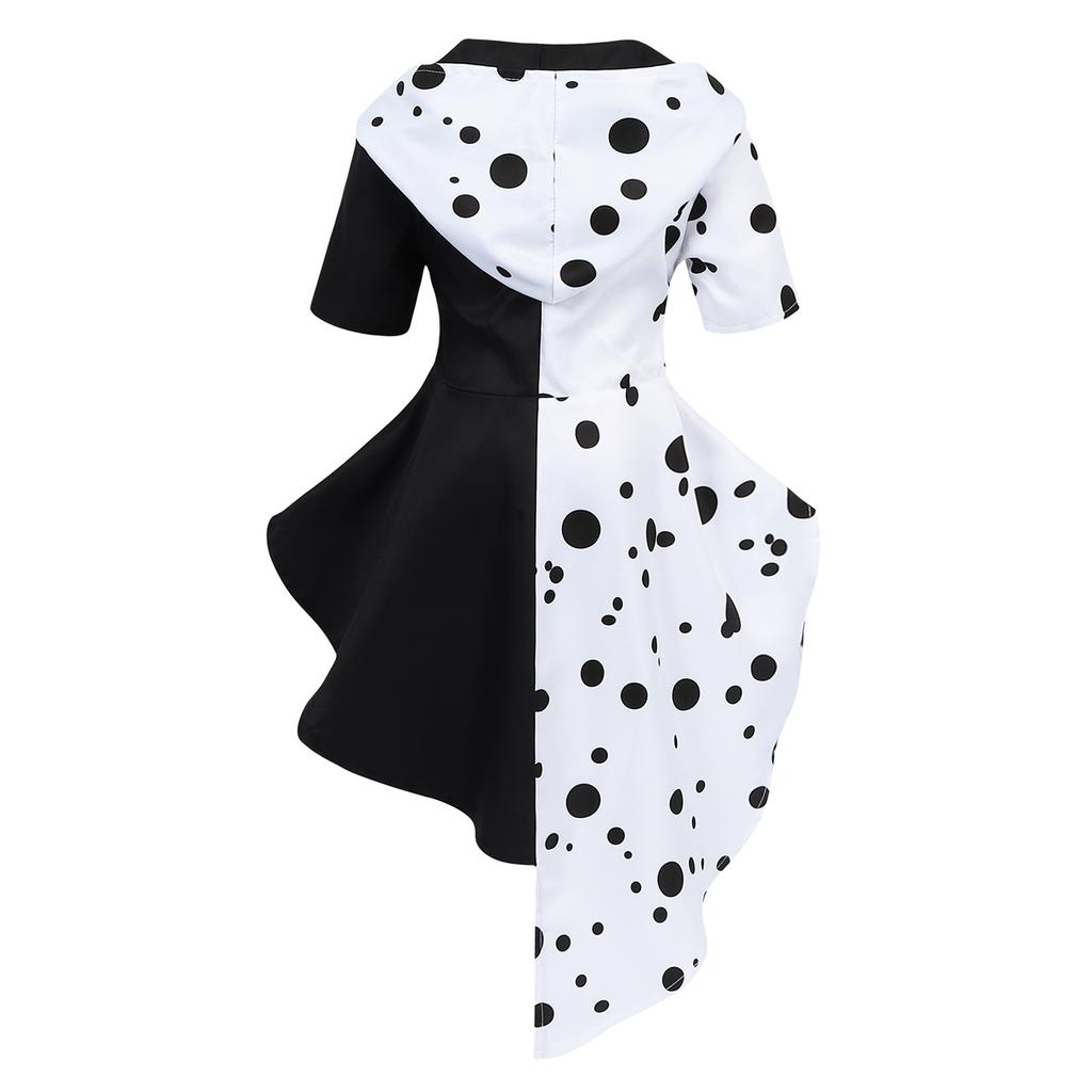 Cruella Deville Princess Costume Dress 12-13 Years 160cm Black White Includes Wig Mask Halloween Carnival Christmas