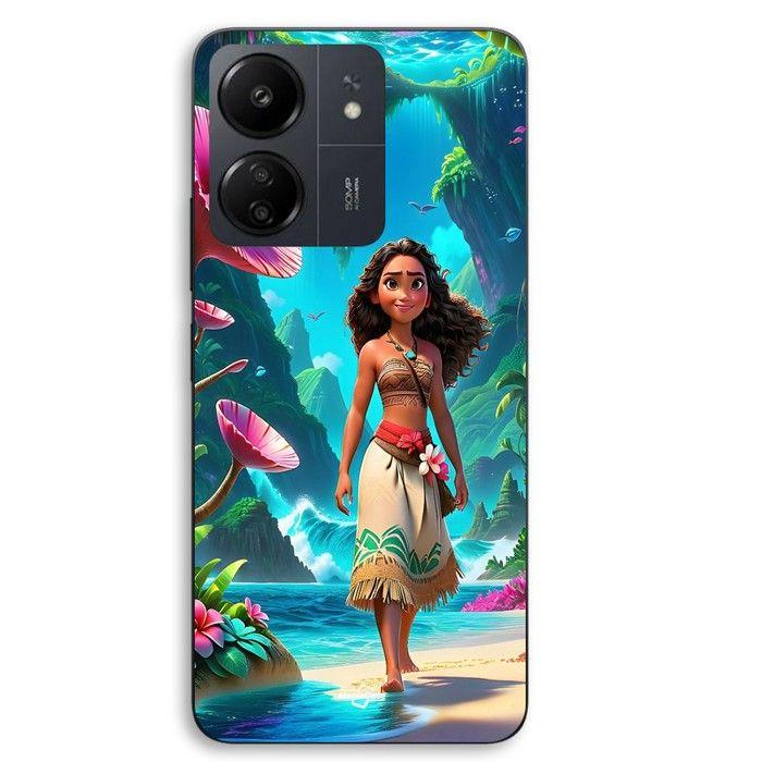 Coque téléphone - MANIACASE - Xiaomi Redmi 13C 4G - Silicone TPU - Noir - Motif Vaiana Art Amine
