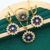 Flower-shaped Cross-border E-commerce Jewelry Zircon Necklace Earrings Ring Gold Jewelry Set