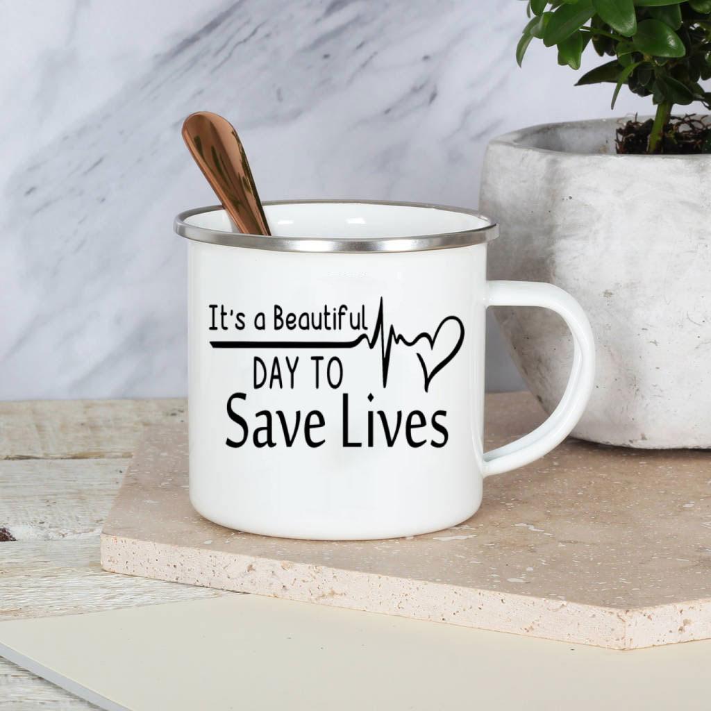 Лучшая эмалированная кружка для медсестры с надписью Handle It A Beautiful Day To Save Lives Nurse Aunt Birthday Perfect Gifts for Nursing Day