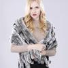 Winter Women Hand Knitted Real Rex Rabbit Fur Scarf Shawl Natural Soft Rex Rabbit Fur Muffler Lady Long Real Fur Scarves Poncho