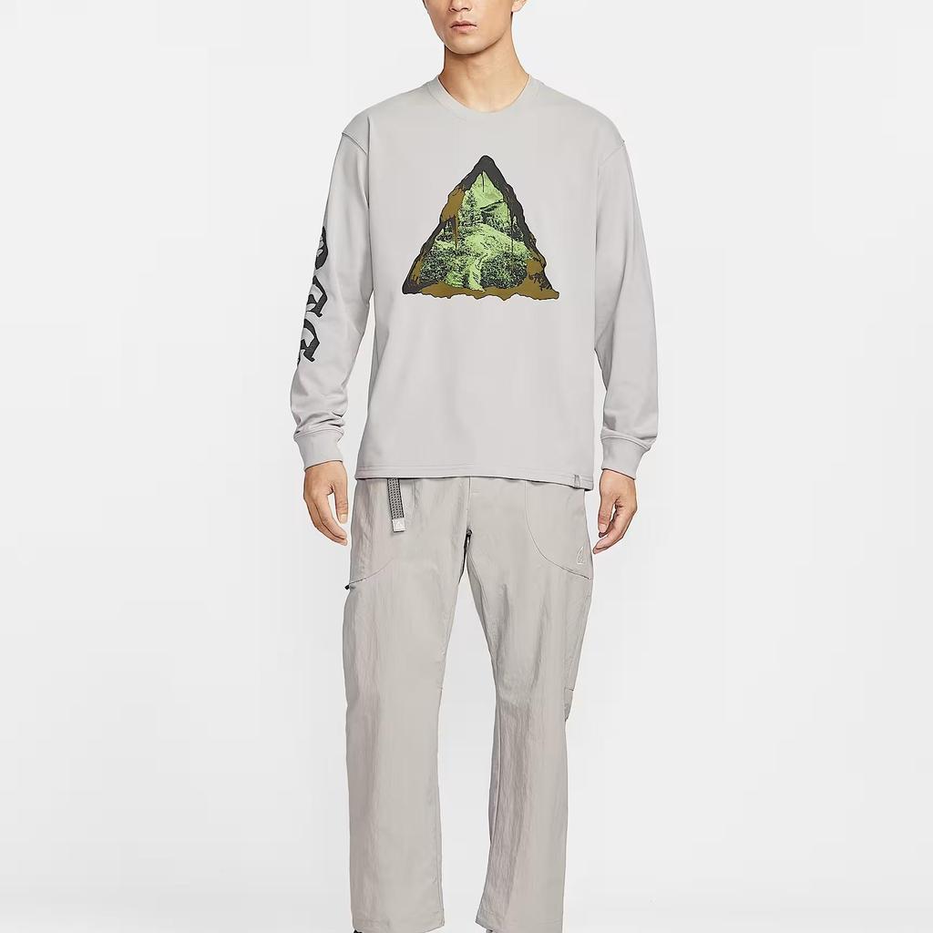 Nike Мужская футболка ACG Dri-Fit с длинным рукавом, быстросохнущая, с круглым вырезом, Топы IH1303-009