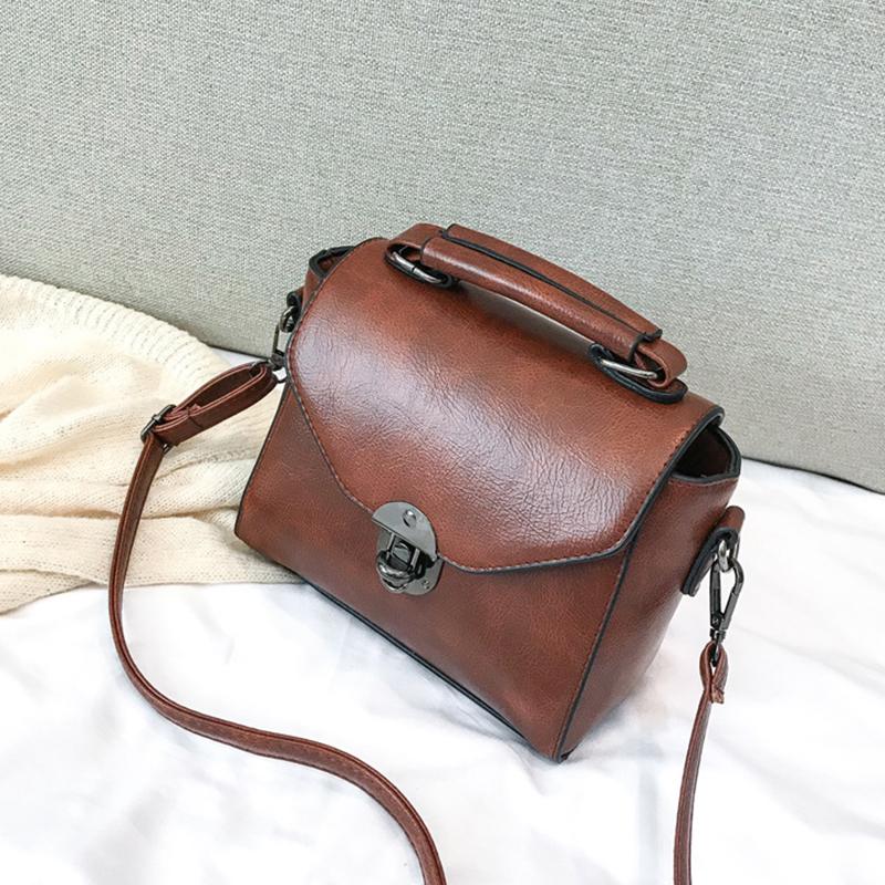 Small Square Bags For Women Fashion Solid Color Designer Crossbody Shoulder Bag Vintage PU Leather Handbags Female Bag