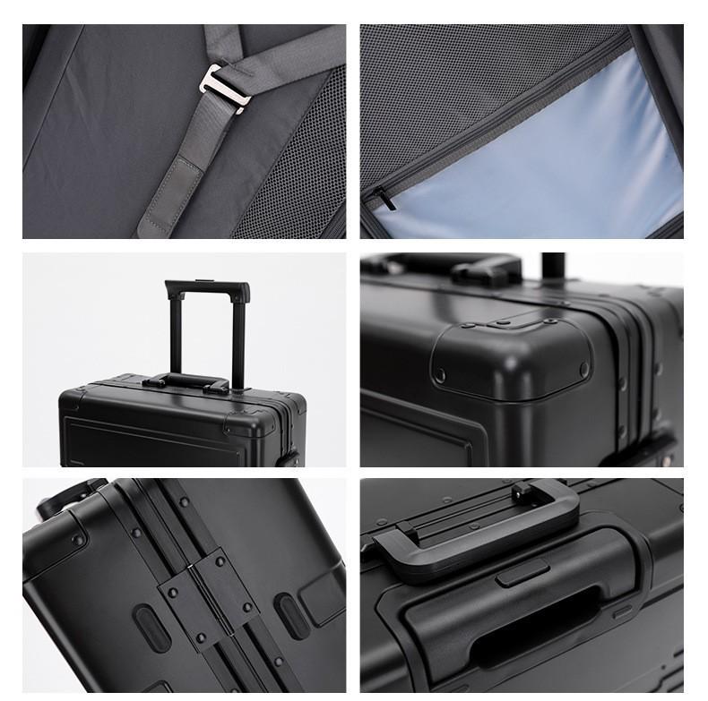 2118 Model 28-Inch Aluminum-Magnesium Alloy Trolley Case with Password Lock and 20 Universal Wheels for Men and Women