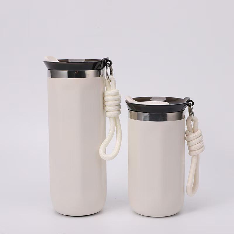 304 Stainless Steel Octagonal Thermos Cup with Portable Lanyard - Double Wall Vacuum Insulated for Coffee and Water