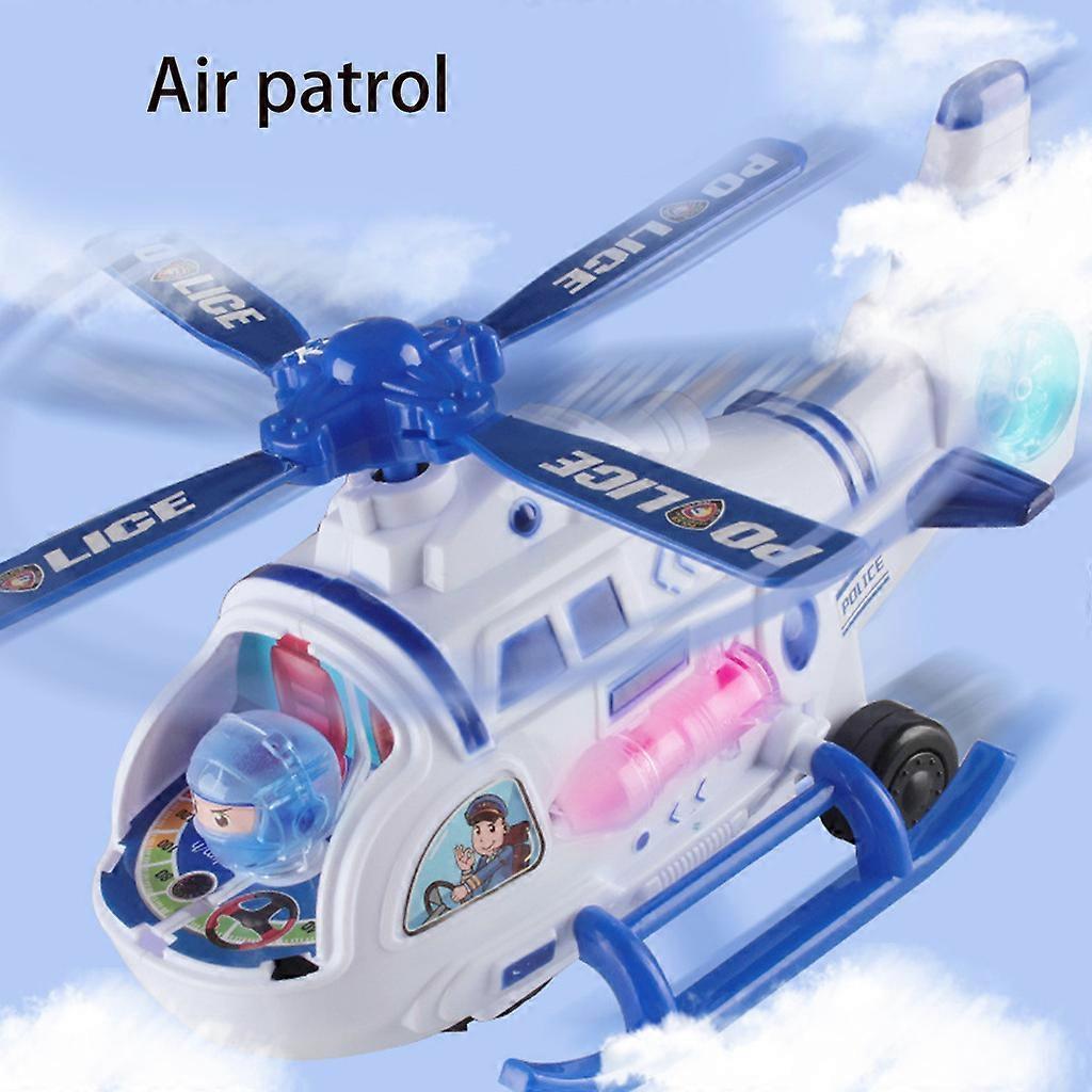 Electric Aircraft Mini Car Toy for w/ LED Music Model Helicopter Kids Interactive Learning Toy Baby New Year’s Party Fav Blue