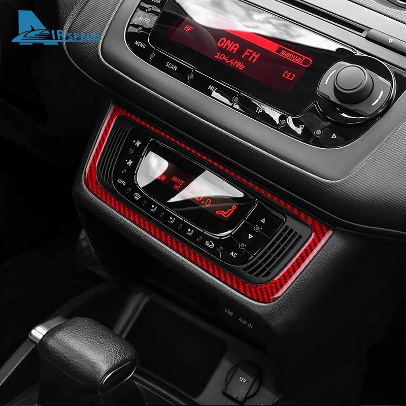 Для Seat Ibiza 6j 2009 2010 2011 2012 2013 2014 Настоящая Мягкая Наклейка из Углеродного Волокна LHD RHD Панель Рамки Центральной Консоли Автомобиля AC Отделка