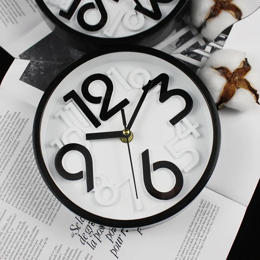 8 дюймов Простые модные настенные часы бесшумные не тикающие кварцевые круглые часы на батарейках для спальни, офиса, украшения дома