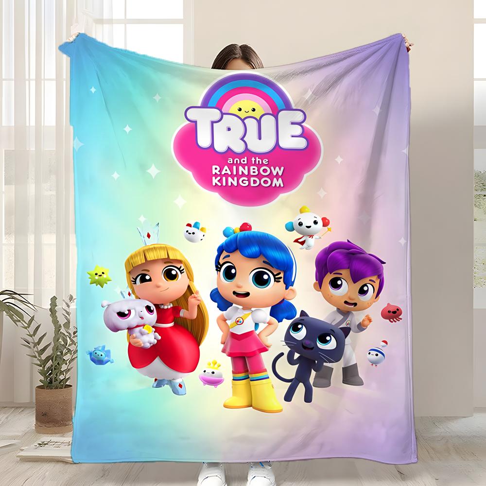 True and the R-Rainbow Kingdom Throw Kid-Friendly Flannel Throw Blanket Soft Warm Anti-Static Washable All Season