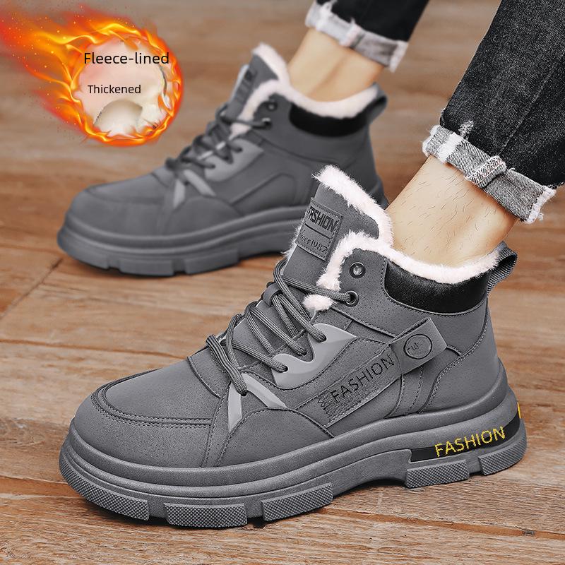 Мужские высокие зимние ботинки на шнуровке с бархатной подкладкой - Теплые уличные зимние спортивные ботинки Мартин