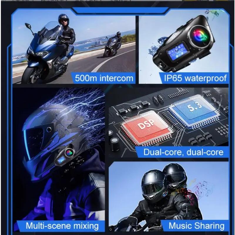 Интерком для шлема Мотоциклетные беспроводные Bluetooth-гарнитуры Intercomunicador Moto Riders Hands-Free Call Music Sharing Наушники