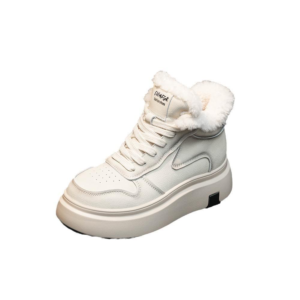 2025 осень и зима новая ретро повседневная обувь универсальные теплые короткие ботинки бархатные на толстой подошве обувь с высоким верхом дети