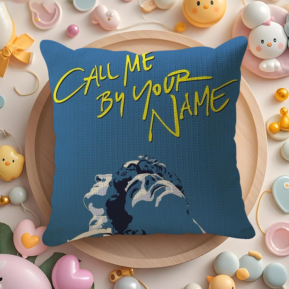 C-Call Me By Your Name Cushion Cover Summer Coolness Linen Fabric Double-Sided Printing Pillow Case Sofa Home Decor Gift