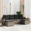 vidaXL 6-piece Garden Sofa with Grey Poly Rattan Cushions, vidaXL 2-seater Garden Sofa with Storage and 3354818