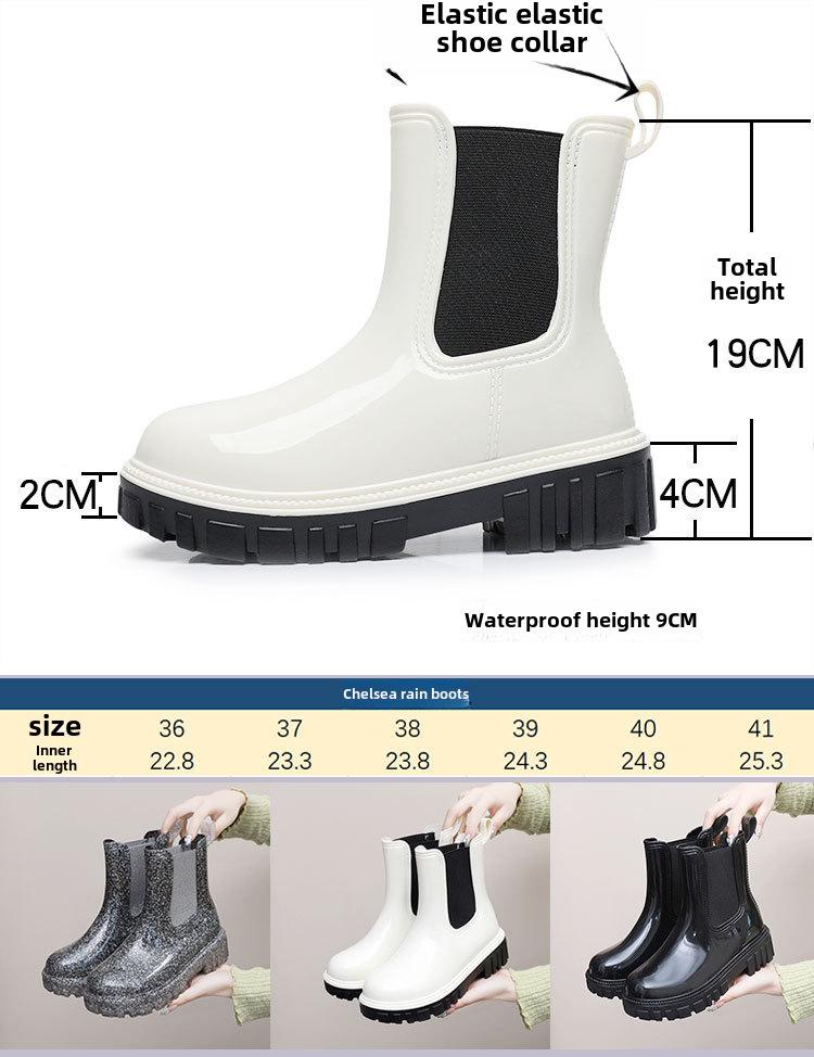 Women's Martin Rain Boots - New Style, Thick-Soled, Waterproof, Non-Slip, Short-Tube, Japanese Jelly Design
