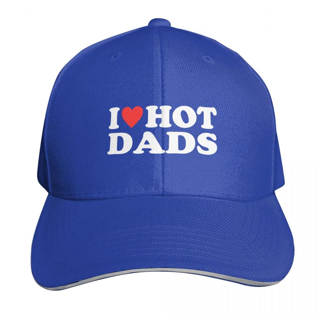 I Love Hot Dads Shirt I Heart Hot Dads Love Dads Baseball Cap Men Women Casual Summer Sport Sun Cap