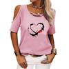Women Fashion Off Shoulder T-shirt Ladies Casual O Neck Print Top Summer Short SleeveTee Shirt