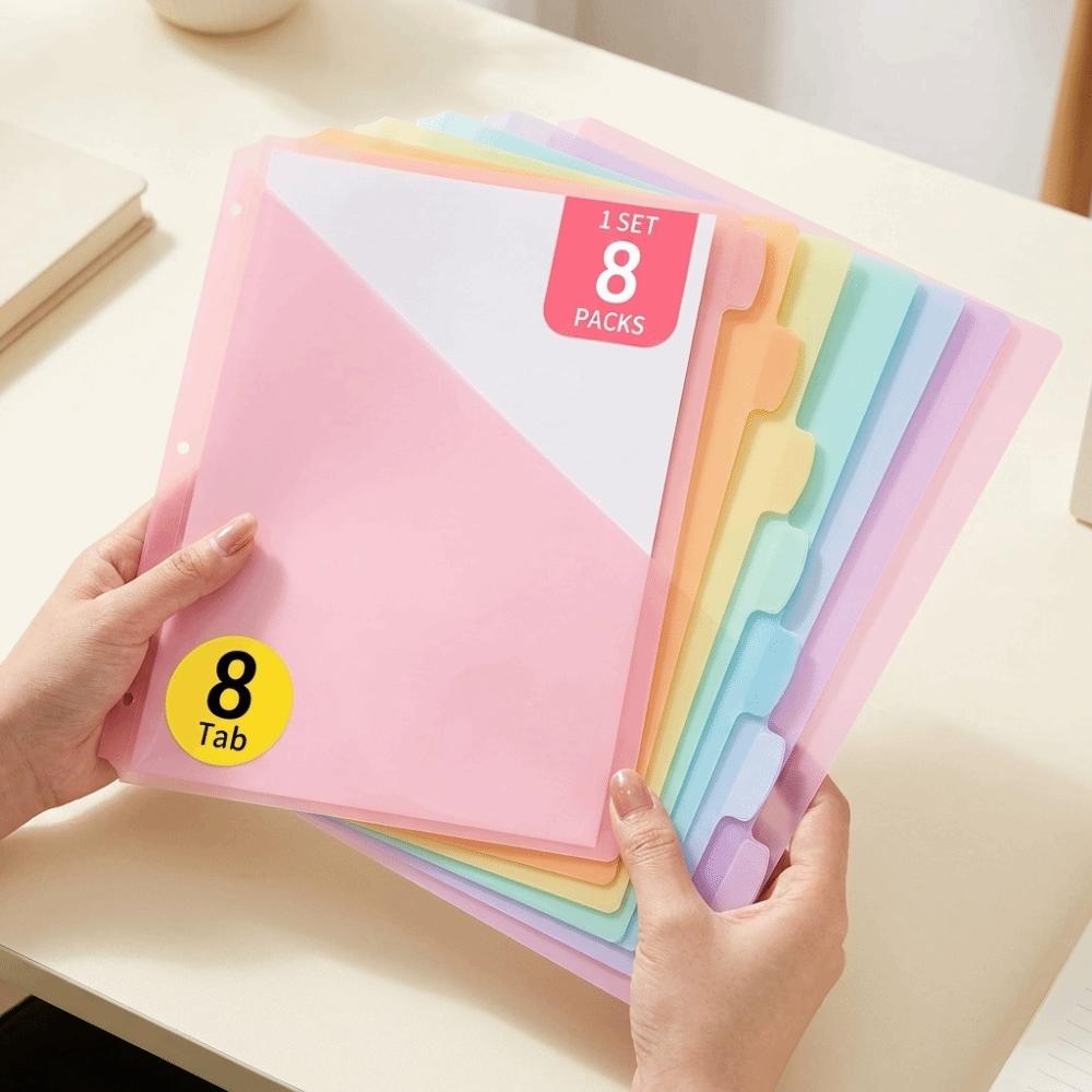 Plastic Loose Leaf File Organizers Durable Tab Dividers Lightweight Binder Dividers For School