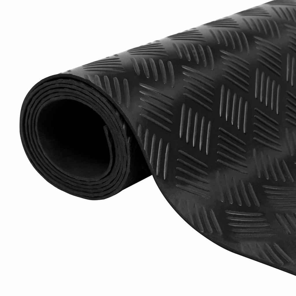Floor Mat with Diamond Plate Pattern Black 1 x 2 m Rubber