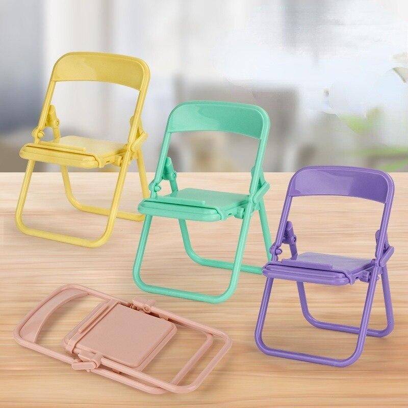 Mini Chair Shape Mobile Phone Stand Portable Cute Colorful Adjustable Folding Stool Lazy Phone Desktop Holder For Cell Phone