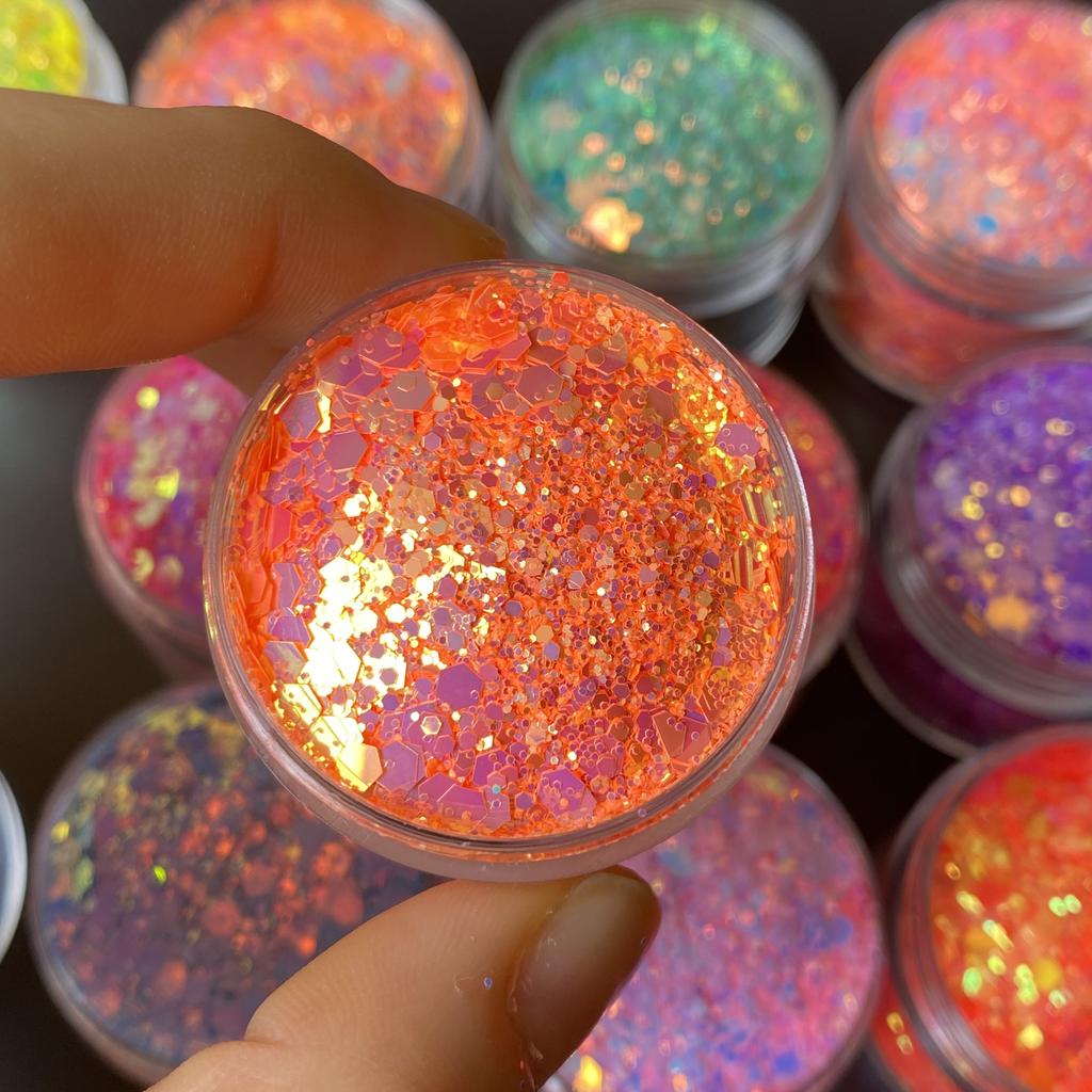 High Sparkly Polyester Iridescent Glitter Chunky Mix Snow Globe Tumbler Makeup PET Glitter