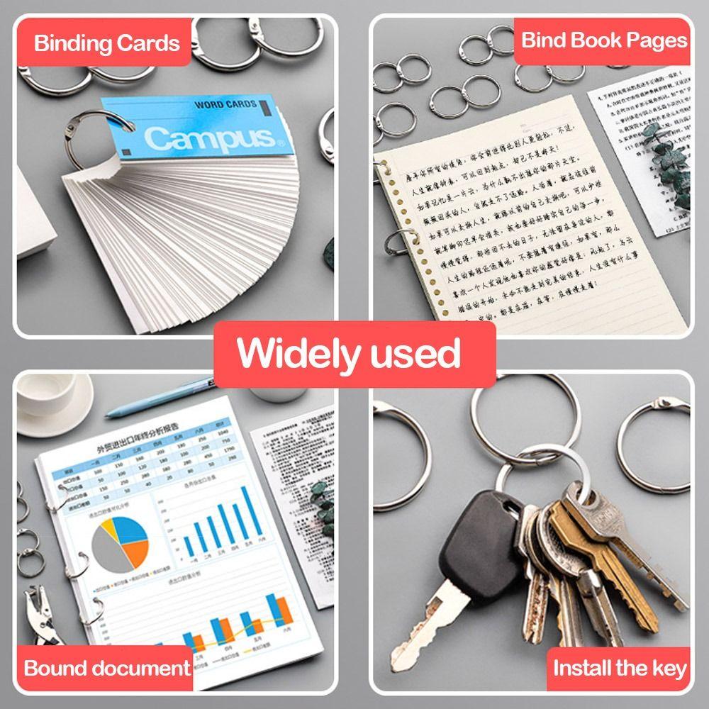 Multifunctional Metal Binder Ring Silver/Rose Gold 20/30/40/50mm Loose-leaf Ring Clip Office Supplies Binding Clip Cards
