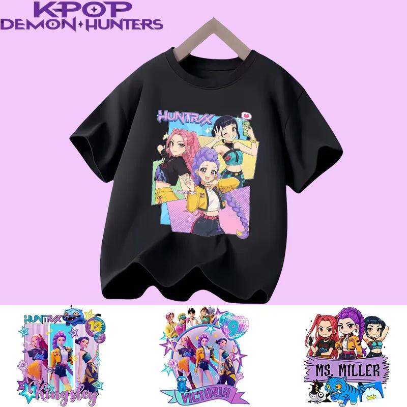 Kpop Demon Hunters Parent Child Halloween Kpop Demon Hunters TShirt Harajuku Casual Fashion Polyester Kid's Tshirt Cosplay Clothing
