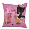 Cute Pets and Pink Accessories Throw Pillows Pattern Cushion Cover Suitable for Sofa Bedroom Car Pillow Cover