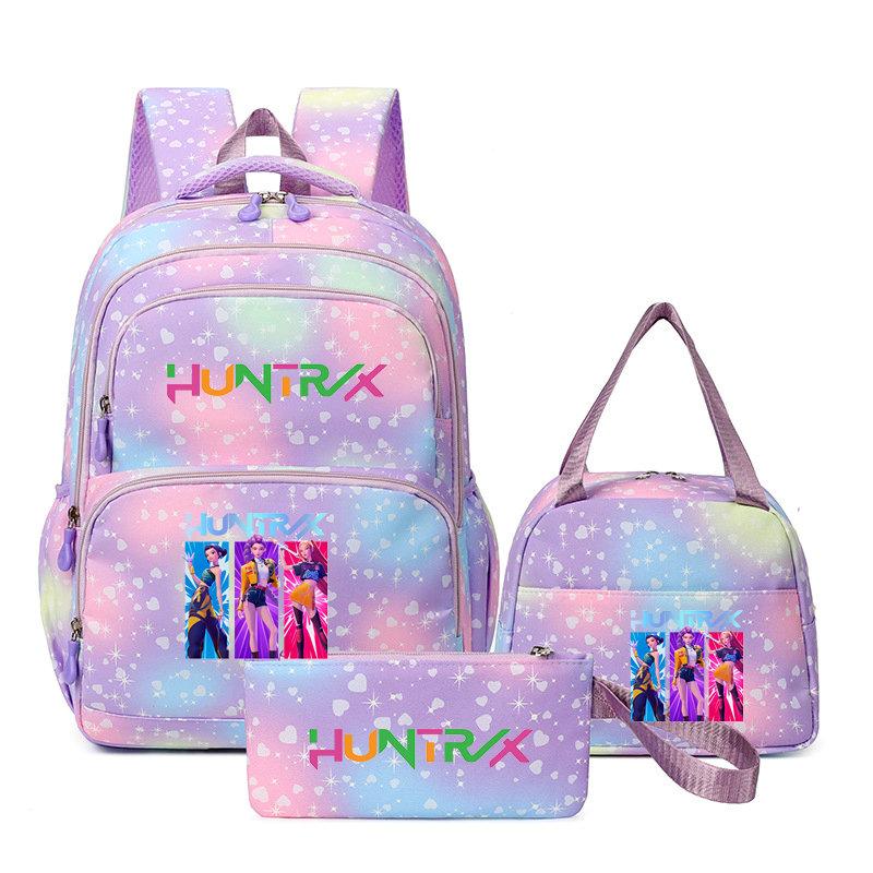 3Pcs/Sets Mochila Backpack Colorful Schoolbag Pencil Case Lunch Bag for Students School Bags Pen Bags