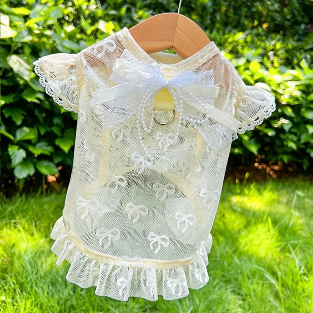 UV Protection Bowknot Decor Pet Clothes Thin Mesh Pet Flying Sleeve T-Shirt Outdoor