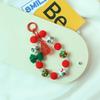 Santa Claus Plush Beads Keychain Flocked Bowknot Beaded Cell Phone Lanyard  Unisex