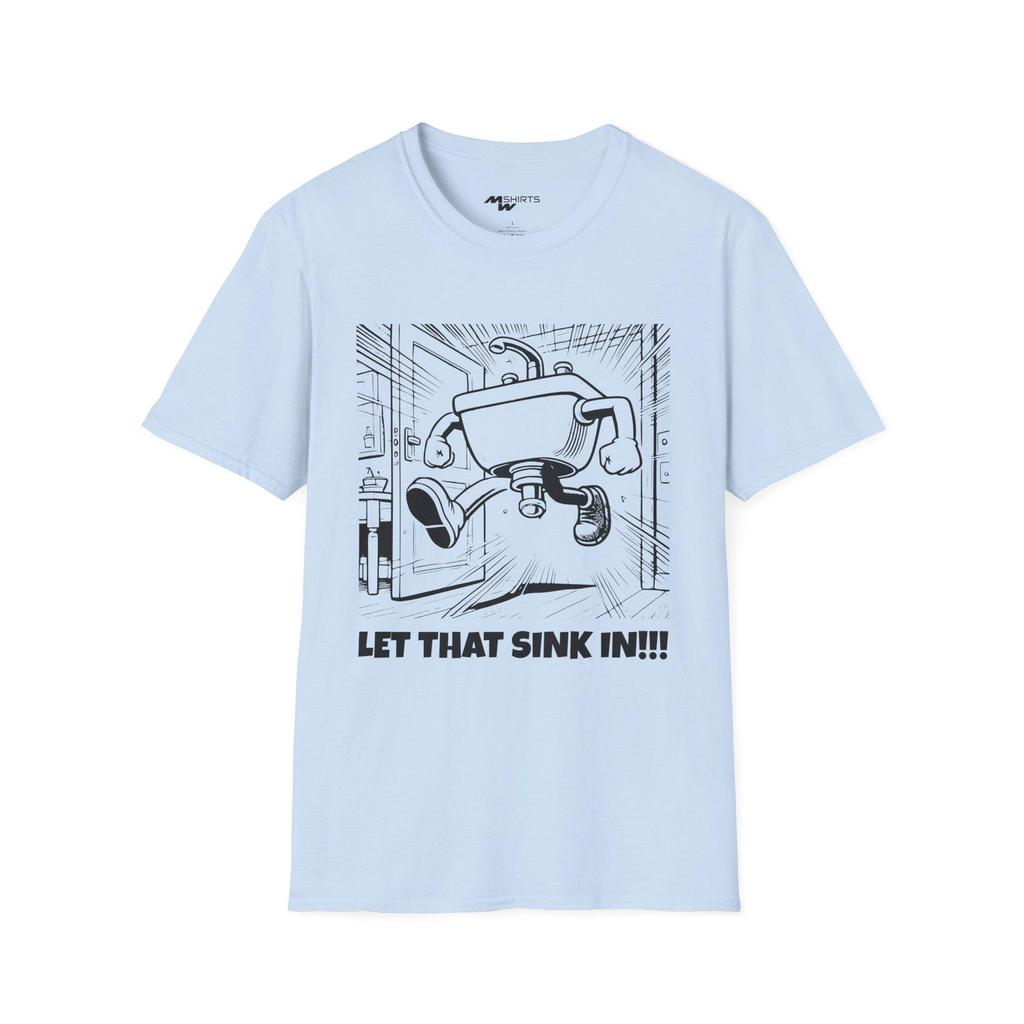 Funny Running Sink Cartoon T-Shirt: Pun Lover Gift