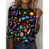Футболка с принтом павлиньих перьев и градиентом. Повседневный топ с коротким рукавом на весну и лето. Женская одежда