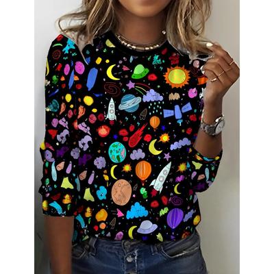 Футболка с принтом павлиньих перьев и градиентом. Повседневный топ с коротким рукавом на весну и лето. Женская одежда