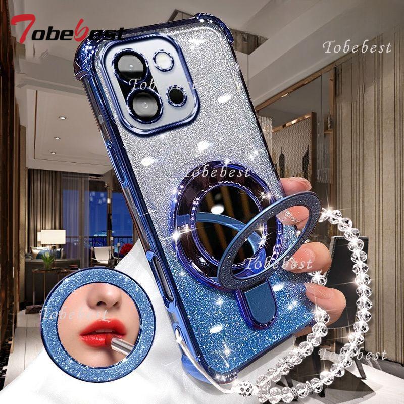 Для Oneplus 13 13T 12 11 11R ACE 5 3 Pro Чехол Блестящее покрытие Зеркало для макияжа Магнитный держатель для телефона Браслет Крышка