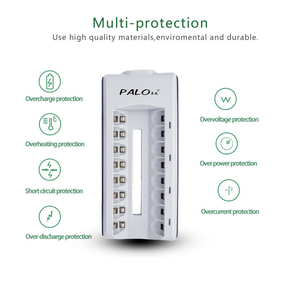 Зарядное устройство для аккумуляторов AA, AAA, 8 слотов, светодиодный дисплей, интеллектуальная зарядка + 16 шт., Nimh-аккумуляторы AAA, 1100 мАч, 1,2 В