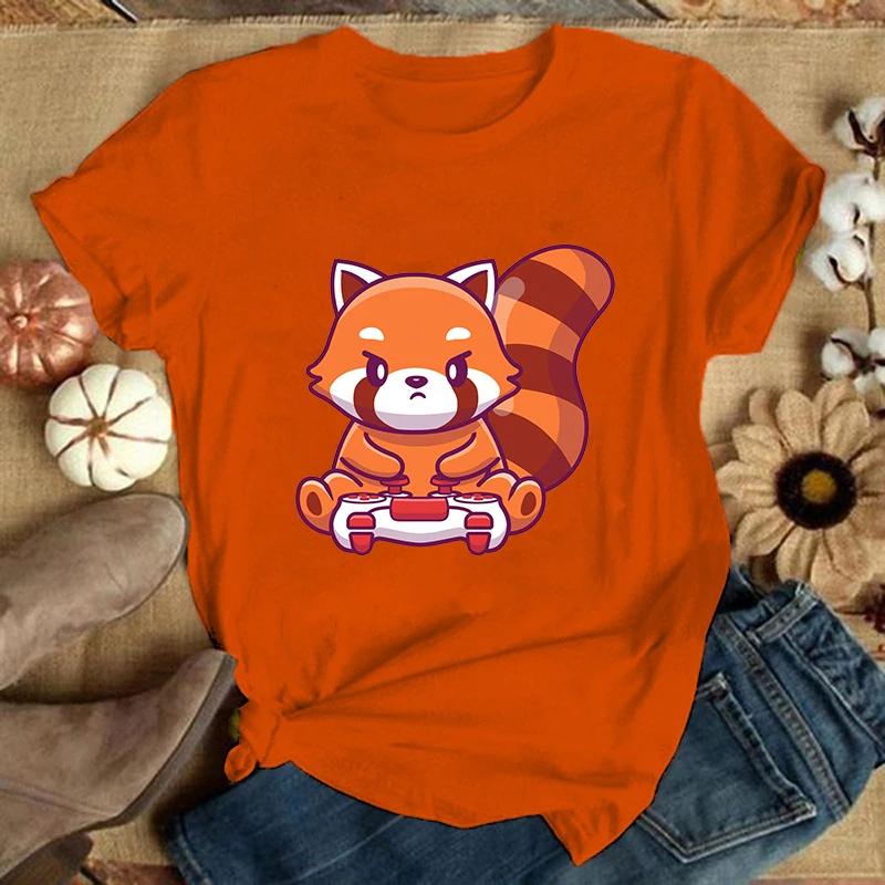 (Премиум-футболка)Футболка Red Panda Games Женская Мода Харадзюку Футболка Лето Прохладный Короткий Рукав Хип-Хоп Топ Футболка