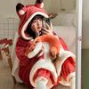 Animal Cat Onesie Women Men Pajamas Hooded Robe Warm Soft Sleepwear Overall Onepiece Jumpsuit Cosplay Costume Sleepwear Housecoat Loungewear Nightgown